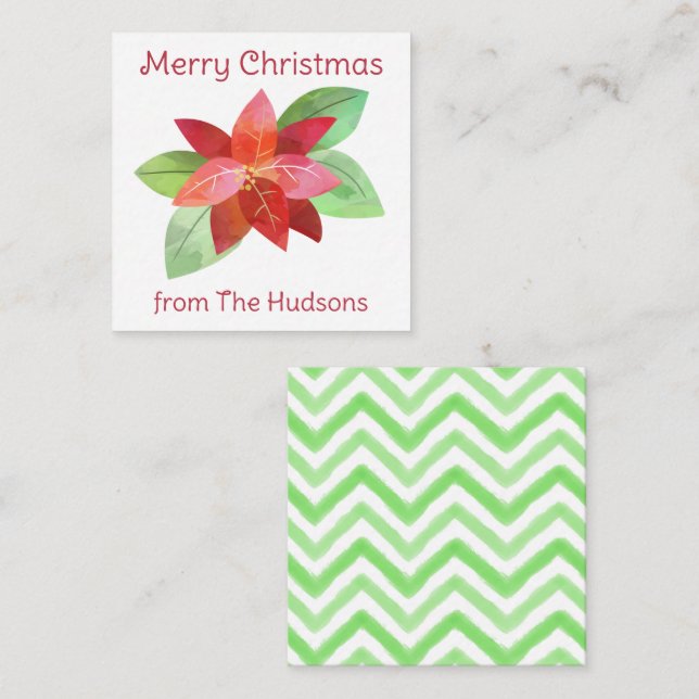 Vattenskort för julafton Poinsetta Gift-hölje Anteckningskort (Fram/baksida)