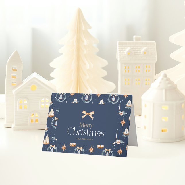 Vattenskort för julhälsning i marulk med blå vatte kort (Skapare uppladdad)