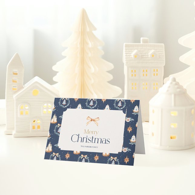 Vattenskort för julhälsning i marulk med blå vatte kort (Skapare uppladdad)