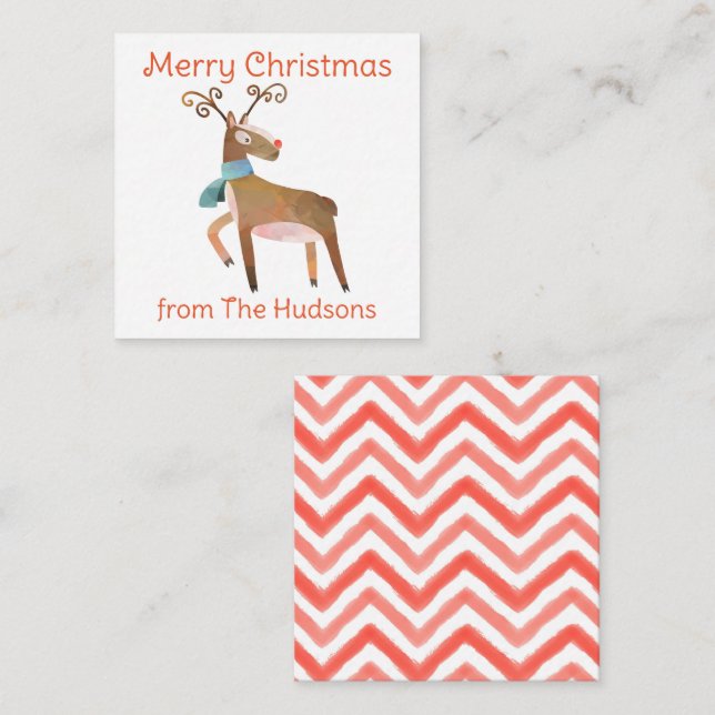 Vattenskort för julklapp för gåva från renar anteckningskort (Fram/baksida)