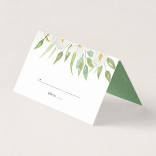 Vattenskort i vit Blommigt Bröllop Bord Visitkort