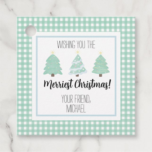 Vattenskort Pastel Träd Lacher julklapp Gåvor Etiketter (Framsida)