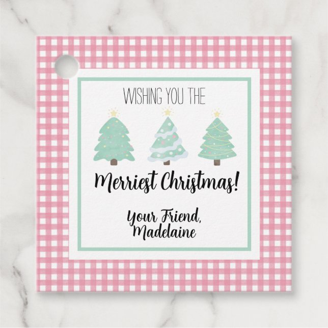 Vattenskort Pastel Träd Lacher julklapp Gåvor Etiketter (Framsida)