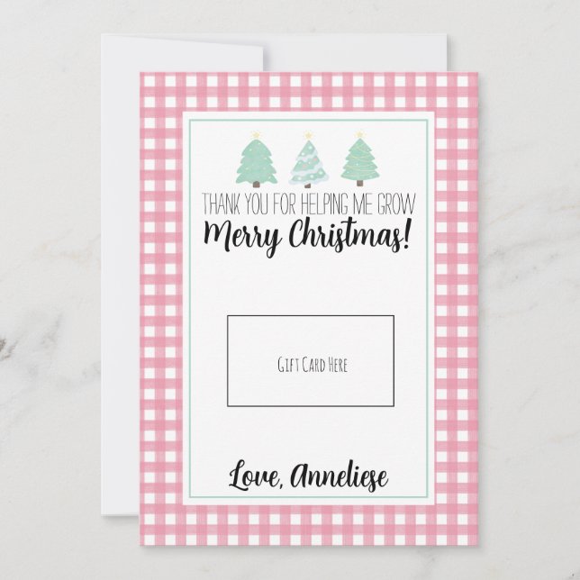 Vattenskort Pastel Träd Lacher julklapp Tack Kort (Framsida)