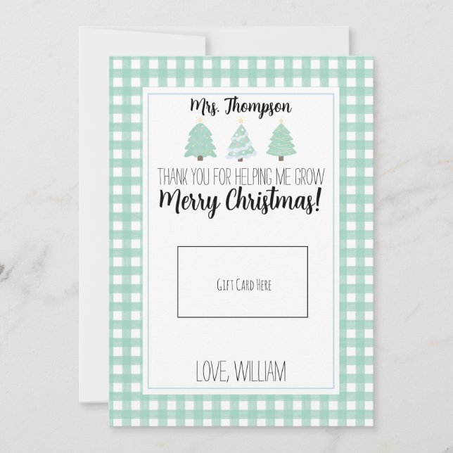 Vattenskort Pastel Träd Lacher julklapp Tack Kort (Framsida)
