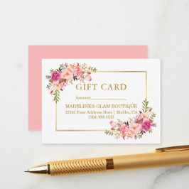 Vattenskort Ro Rosa Blommigt Guld Gift Card Tilläggskort
