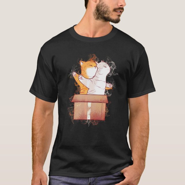 Vattensprutkatter Kartong Katt T Shirt (Framsida)