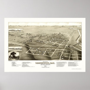 Vattenstad SD Panoramic Karta - 1883 Poster