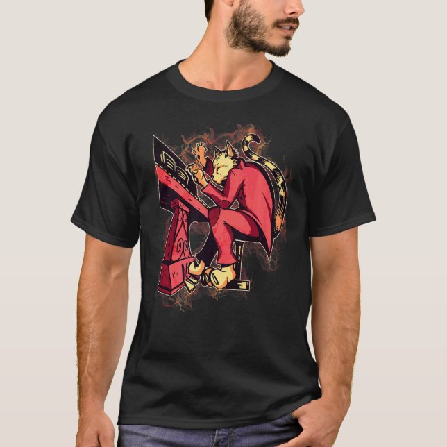 Vattenstänk Katt Spelar Piano T Shirt (Framsida)