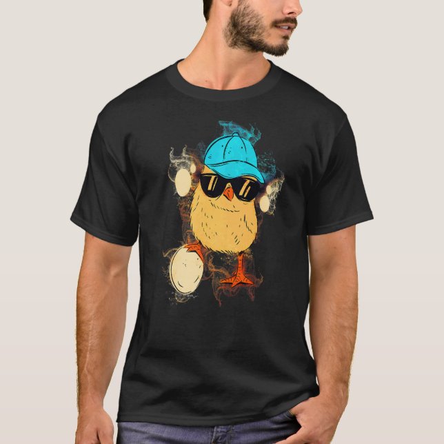 Vattenstänk Konst Ägg Solglasögon Kyckling Premium T Shirt (Framsida)