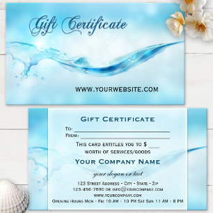 Vattenstänk Spa-gåvovoucher Rabattkort