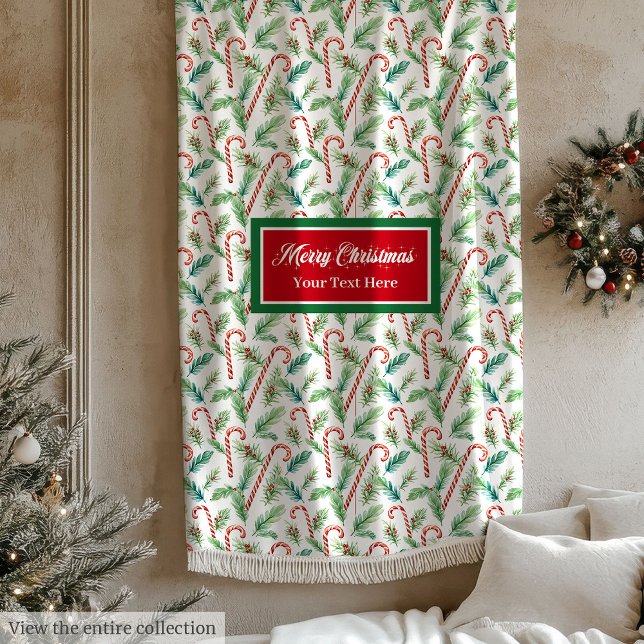 Vattentäckfilt med klassiska polkagrisar fleecefilt (Classic Christmas candy canes watercolor blanket)