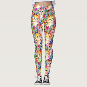 Vattentärare och katter, färgstarka leggings