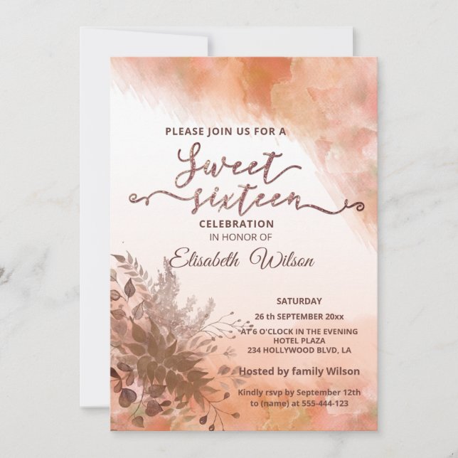 Vattentärfärg för botaniska blåskade kantalouper h inbjudningar (Framsida)