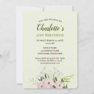 Vattentärfärgad Gentle White Calla Birthday-inbjud Inbjudningar