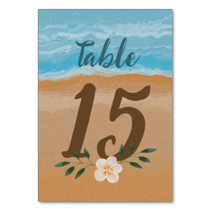 Vattentärfärgat Tropical Ocean Beach Wedding Bordsnummer