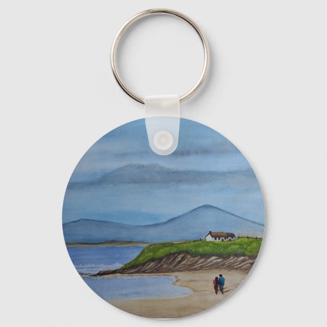 Vattentärfärgning av en romsk dag vid persikon nyckelring (Framsida)