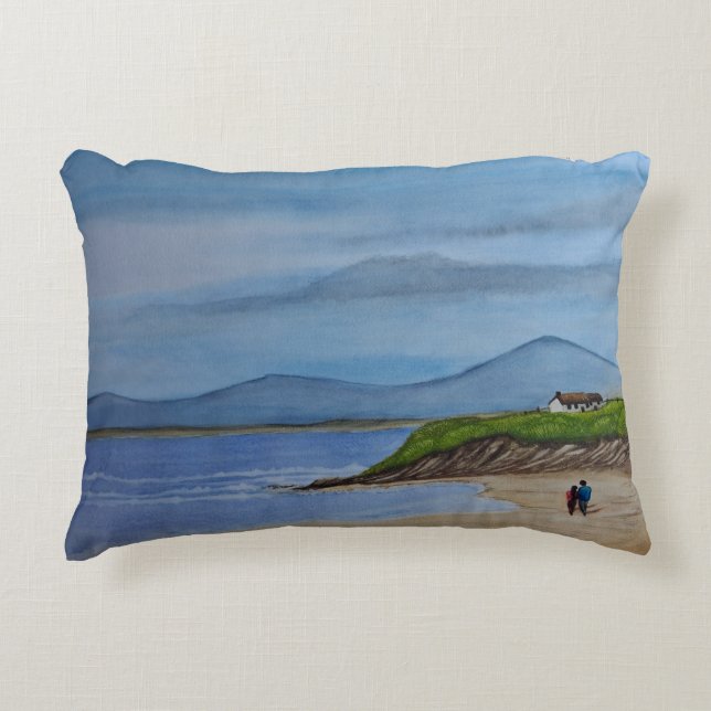 Vattentärfärgning av en romsk dag vid persikon prydnadskudde (Framsidan)