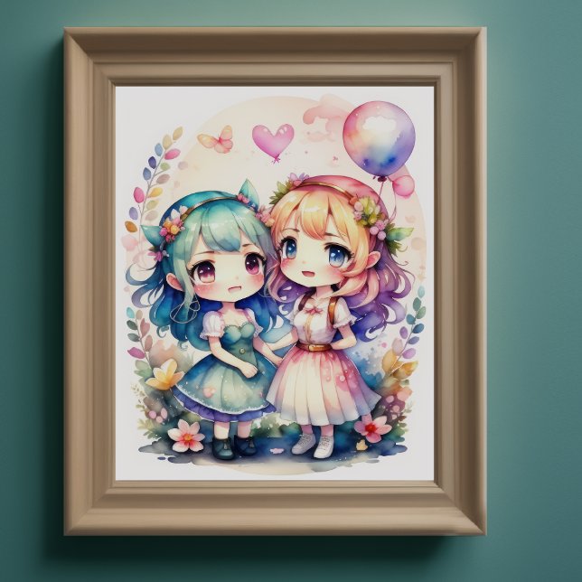 Vattentärfärgning av Kawaii Chibi 2 Female III Poster (Skapare uppladdad)