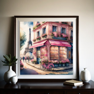 Vattentärfärgning av Parisian Street Poster