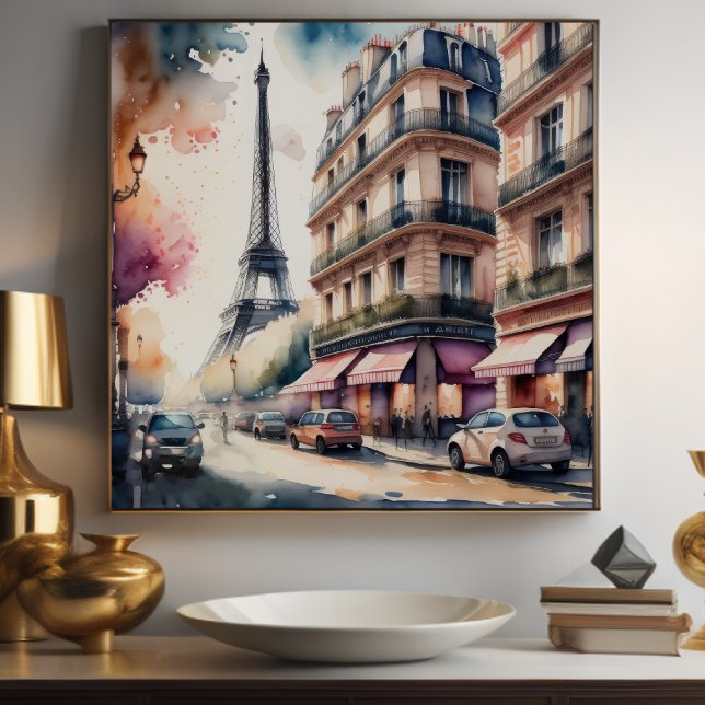 Vattentärfärgning av Parisian Street Poster (Skapare uppladdad)