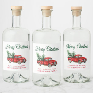 Vattentärg Classic Red Lastbil God jul Spritflaskor Etikett