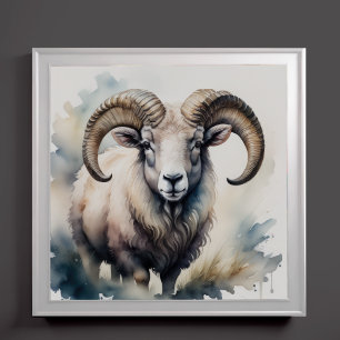 Vattentärgad färg på Big Horn Sheep II Poster