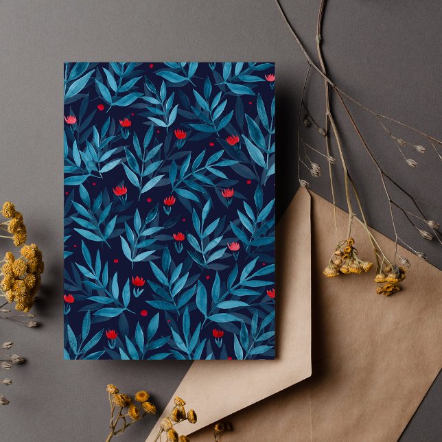 Vattentärnaturträdgård - turkos, blå och röd vykort (Skapare uppladdad)