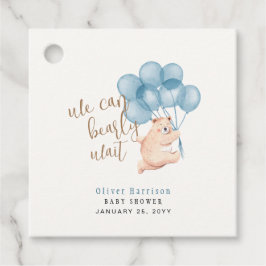 Vattentärsfärg Bear Blue Balloon Baby Shower Class Gåvor Etiketter