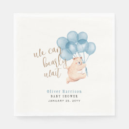 Vattentärsfärg Bear Blue Balloon Baby Shower Class Pappersservett