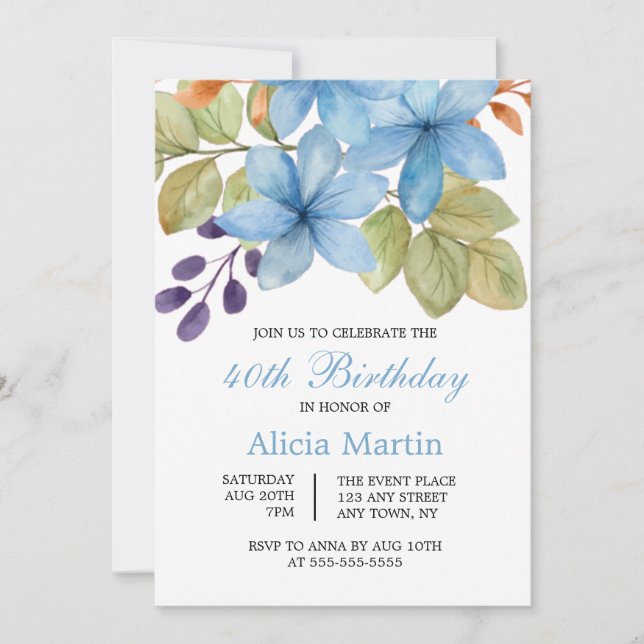 Vattentärsfärg Blåblomma Botaniskt vilken ålder so Inbjudningar (Framsida)