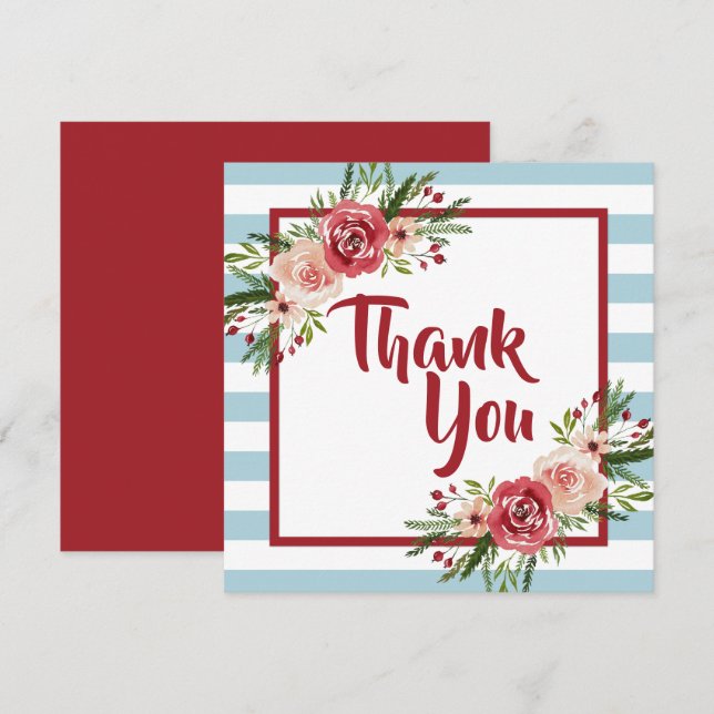 Vattentärsfärg Blommor Jul - tackkort Inbjudningar (Fram/baksida)