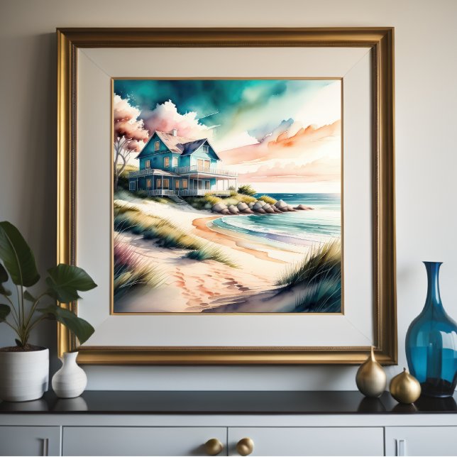 Vattentärsfärg för Beach House Poster (Skapare uppladdad)