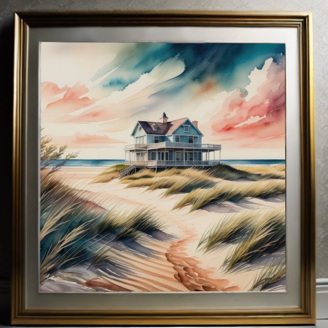 Vattentärsfärg för Beach House Poster (Skapare uppladdad)