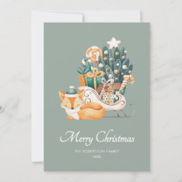 Vattentärsfärg Fox-Grönten Julsaxar - ej foto Julkort