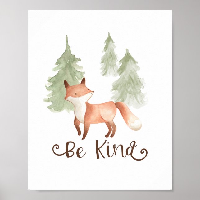 Vattentärsfärg Fox Woodland Friends BE Nursery Poster (Framsidan)