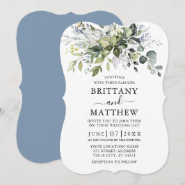 Vattentärsfärg Greenery Dusty Blue Bracket Inbjudningar