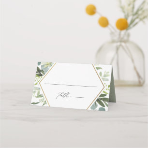 Vattentärsfärg Greenery Guld Bröllop Personlig Pla Placeringskort