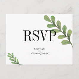 Vattentärsfärg Greenery Löv Bröllop OSA Postcard Inbjudan Vykort