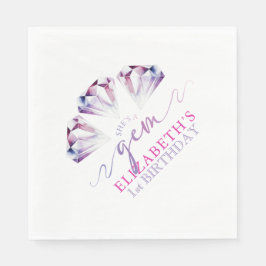 Vattentärsfärg Hon är en Gem 1st Birthday Papper N Pappersservett