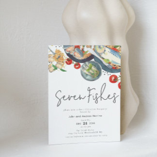 Vattentärsfärg Italienska Sju-fisken Jul Party Inbjudningar