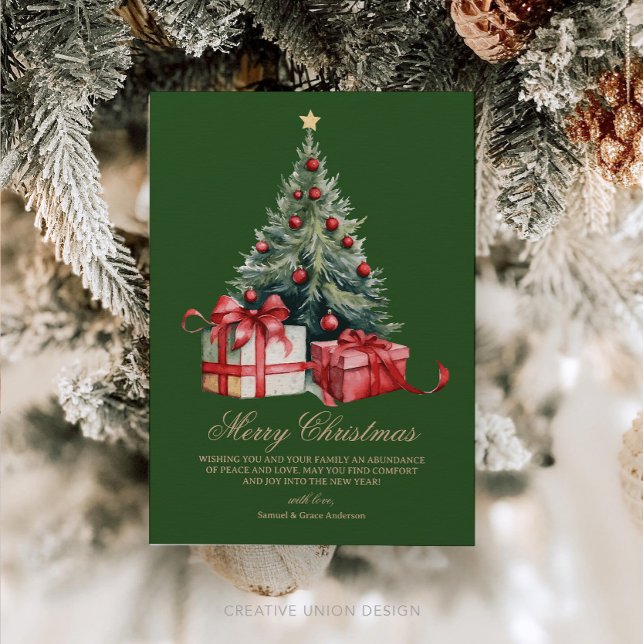 Vattentärsfärg Julgran, ej fotojulkort Julkort (Skapare uppladdad)