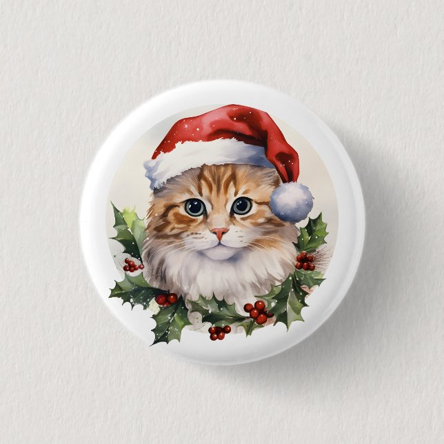 Vattentärsfärg Kute-julklapp i Santa Hat Knapp (Framsida)