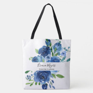 Vattentärsfärg Modern Blommigt Navy Blue Business Tygkasse