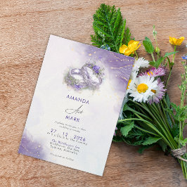 Vattentärsfärg Modern Trendig Elegant Lilac Bröllo Inbjudningar