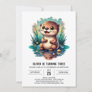 Vattentärsfärg Otter Fantasy Birthday-inbjudan Inbjudningar
