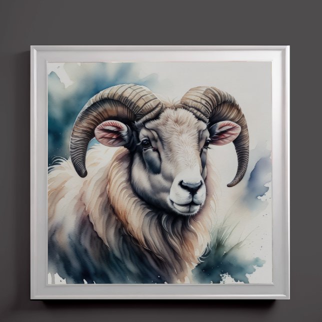 Vattentärsfärg på Big Horn Sheep Poster (Skapare uppladdad)