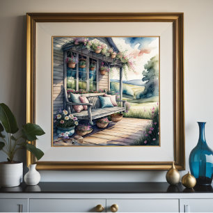 Vattentärsfärg på Mysiga Land-porten Poster
