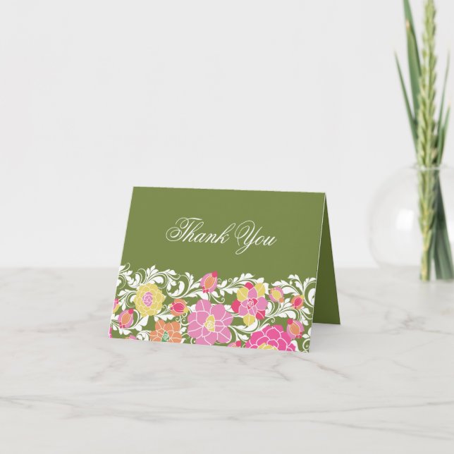 Vattentärsfärg Pastel Blommigt - tackkort (Framsida)