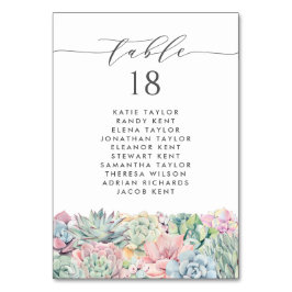 Vattentärsfärg Pastel Succulents Bröllop Sittande Bordsnummer